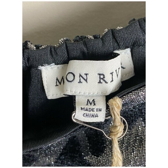 Moon River NWT $96 Metallic Party Dress in Black and Silver Womens Size M - Picture 3 of 10